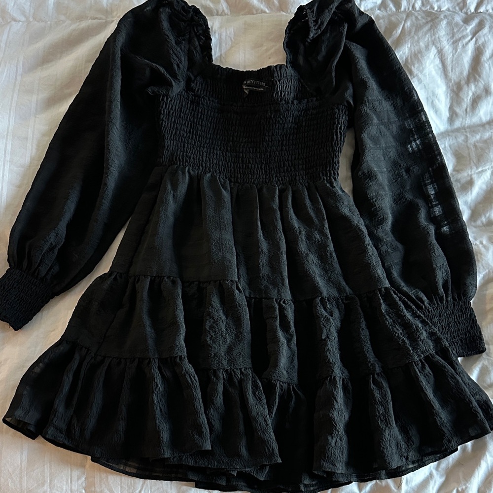Urban outfitters long sleeve tiered black dress